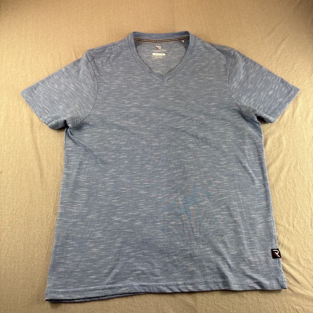 International Report Essentials Shirt Mens M Blue Heather V-Neck Short Sleeve